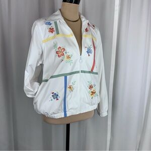 Alfred Dunner White Full Zip Lightweight Casual Jacket Sz 6P Coastal Beachy EUC